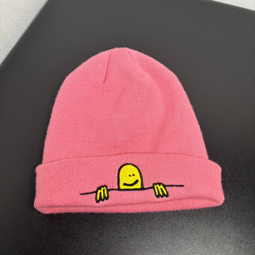 Thrasher Magazine Mark Gonzales Pink Skateboard Beanie Hat SAD Logo OSFM Y2K